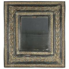 19th Century Mirror with its Original Mercury Glass in Ebonized Wood with Brass 6