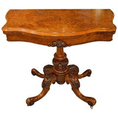Burr Walnut Victorian Period Fold over Card Table
