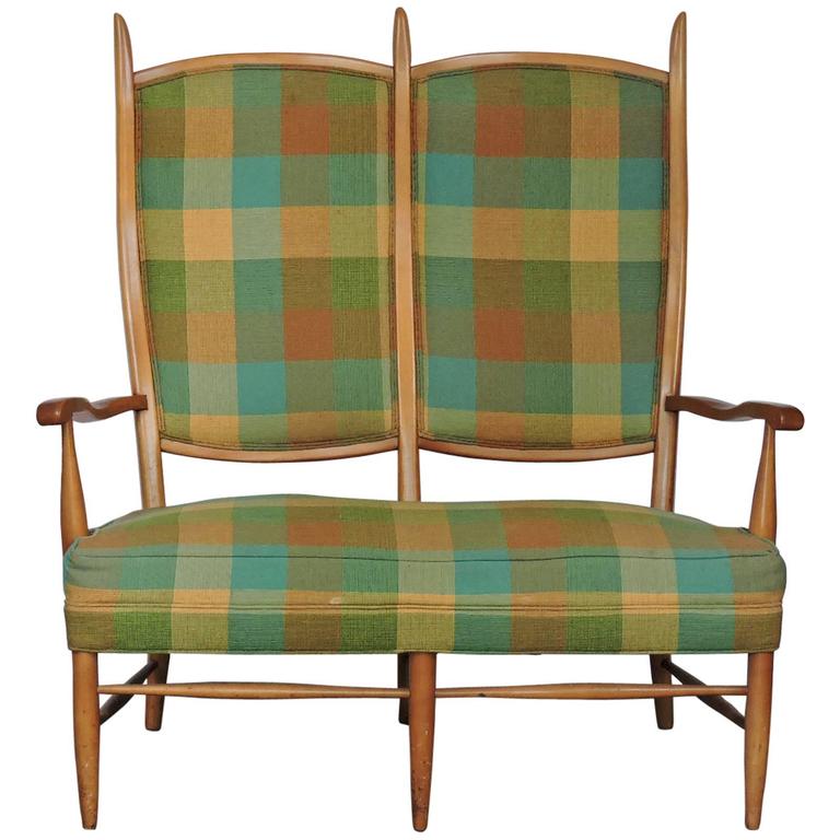 Edward Wormley High Back Maple Settee For Sale at 1stdibs