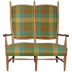 Edward Wormley attributed High Back Maple Settee