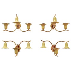 Two Pair of Vintage Italian Brass Lily Sconces