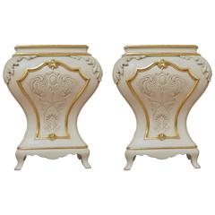 Pair of Painted and Gilded Carved Consoles or Pedestals