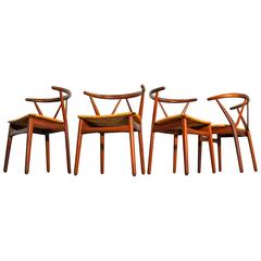 Set of Four Henning Kjaernulf for Bruno Hansen Model 225 Teak Dining Chairs