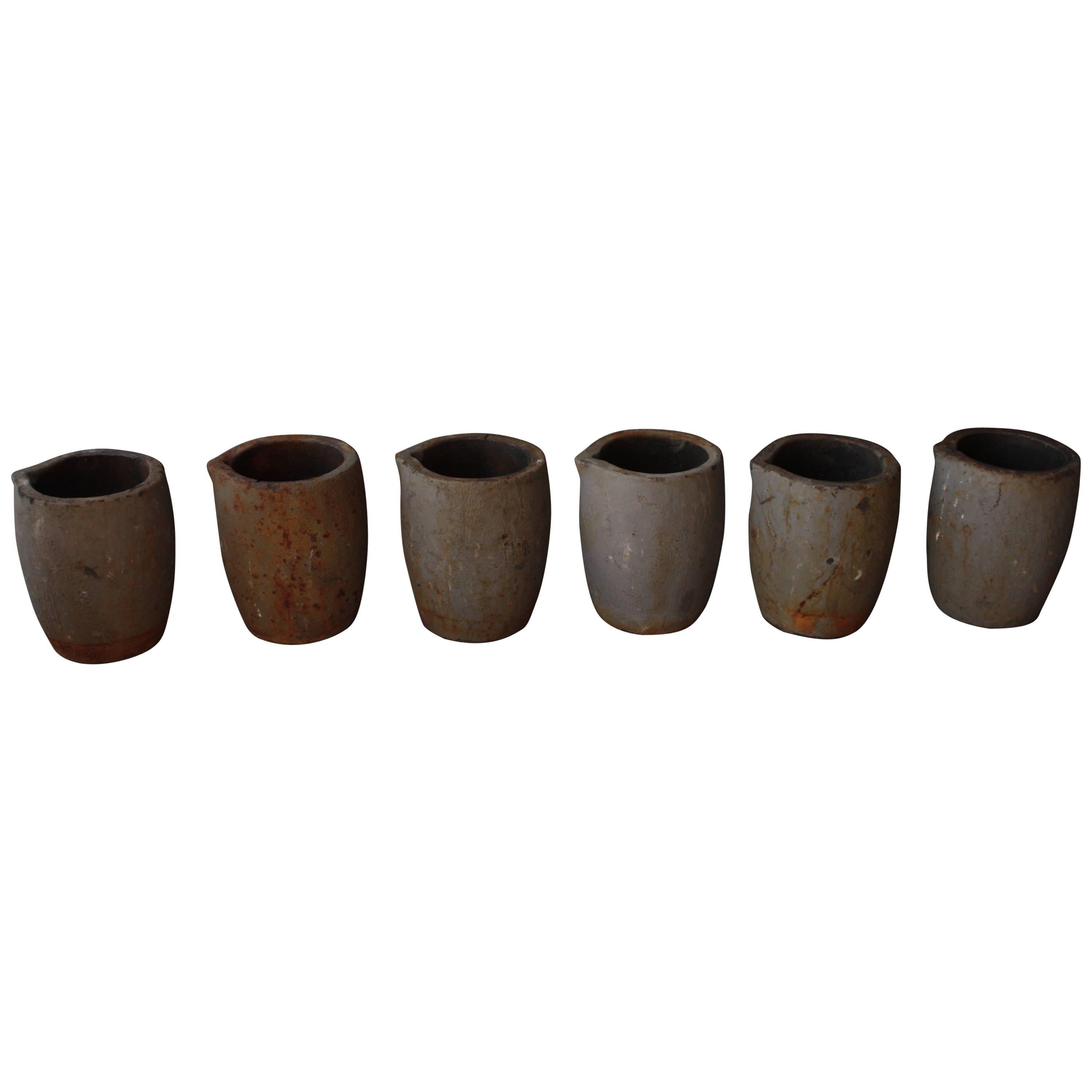 Collection of Six Industrial Crucibles For Sale