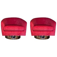 Retro Swivel Lounge Chairs Attributed to Milo Baughman