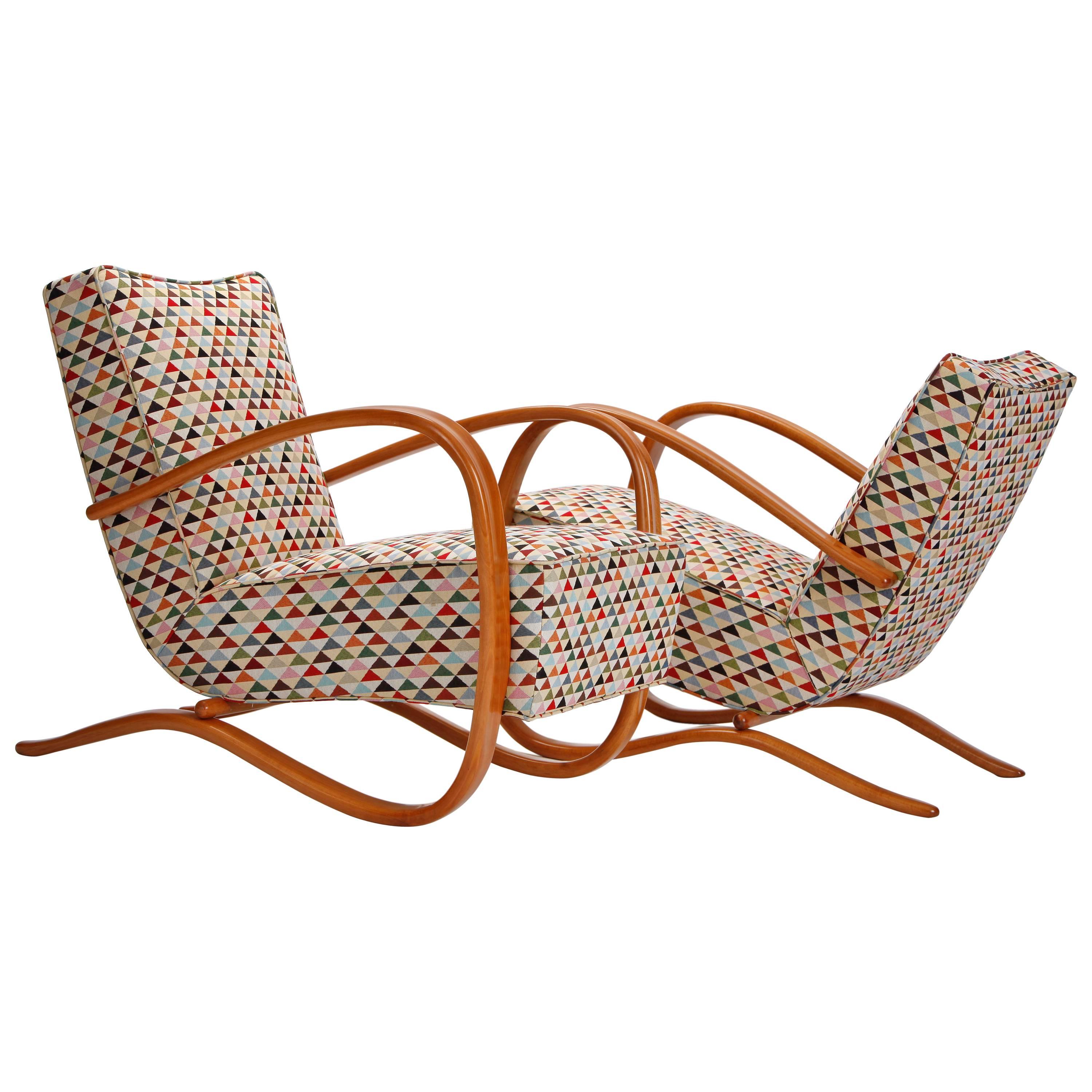 Two Streamline Lounge Chairs H-269 by Jindrich Halabala for Up Zavody