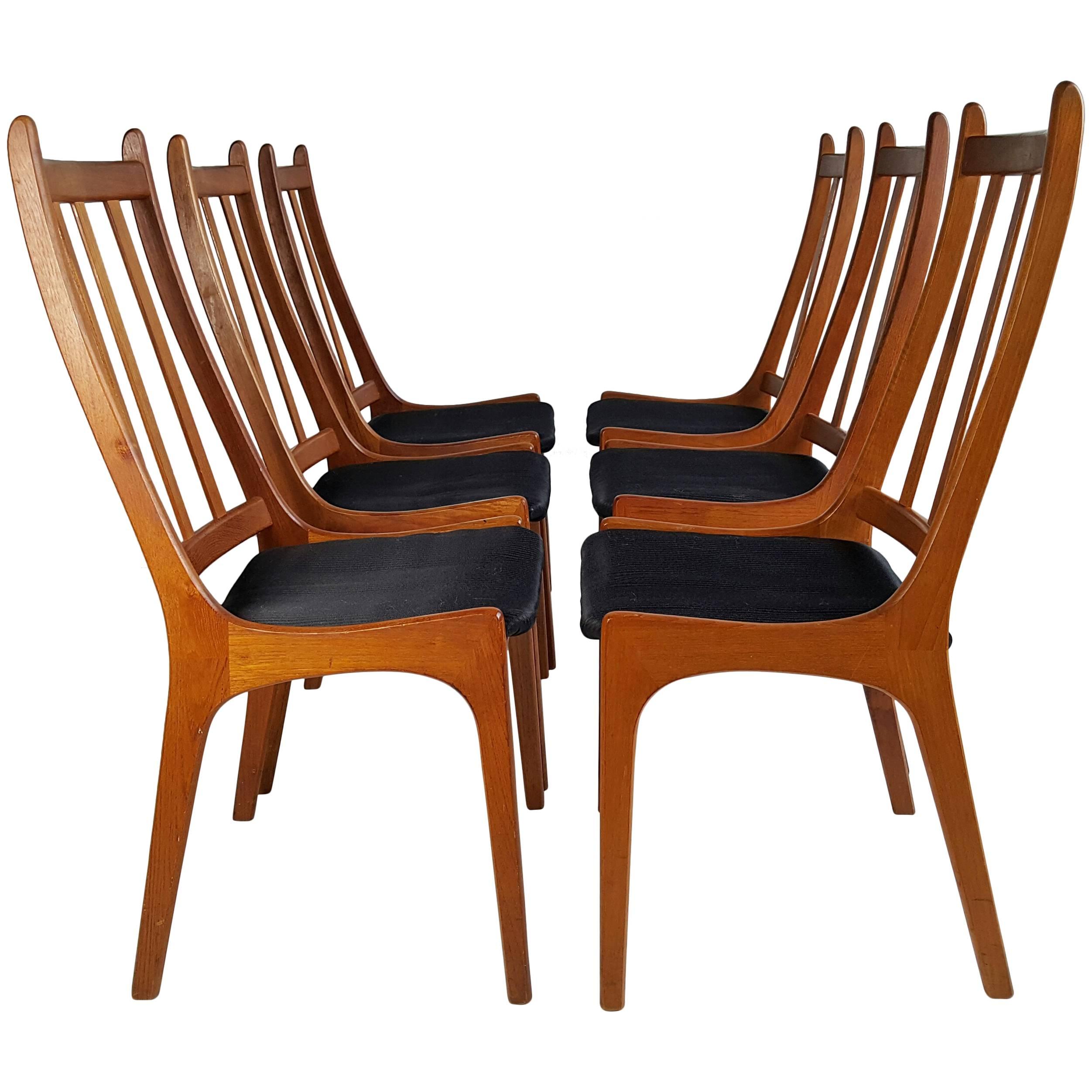 Set of Six Teak Dining Chairs, Made in Denmark, Kai Kristiansen