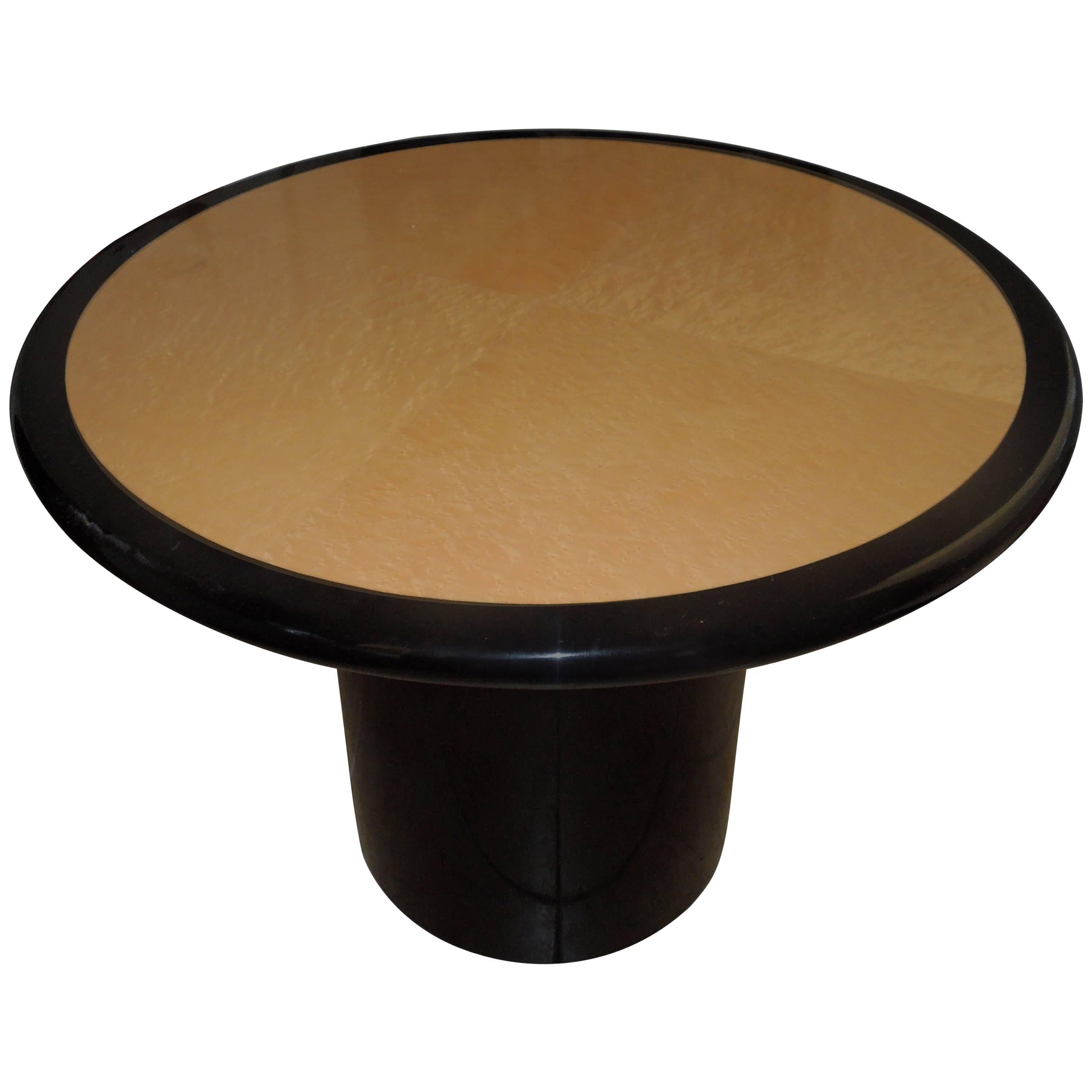 Custom-Made 1980s Chic Bird's-Eye Maple and Black Lacquer Game Table