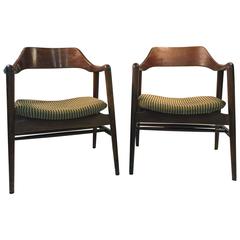 Terrific Pair of Danish Modern Armchairs in the Manner of Hans Wegner