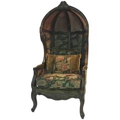 Exceptional Retro Canopy Chair with Floral Accents, circa 1970