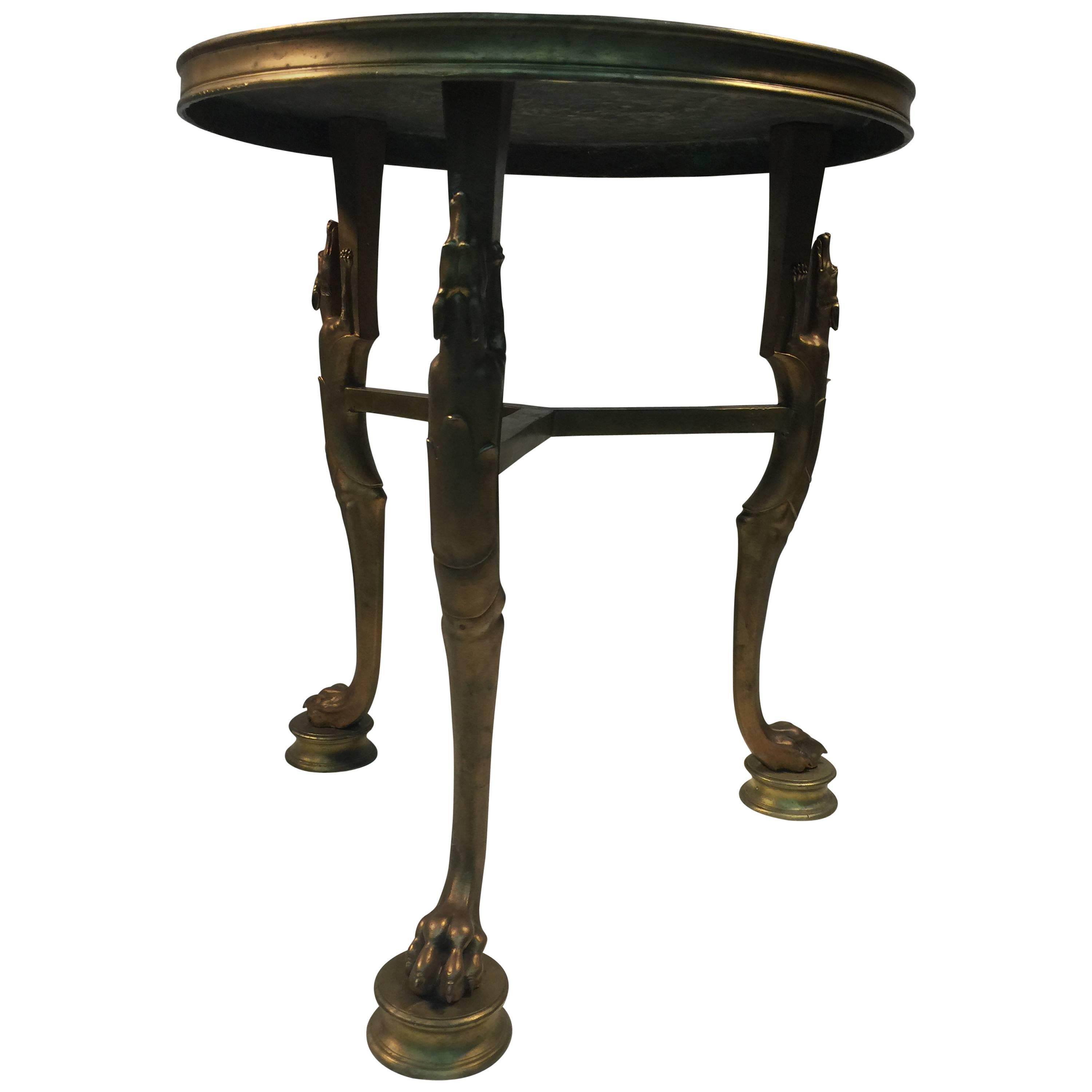 Neoclassical Style Bronze Table with Panthers in the Manner of Cartier For Sale
