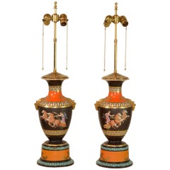 Pair of Greek Revival French Urns Mounted as Lamps