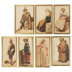 Set of Seven Watercolors Italians Mid-19th Century by Jean-Achille Benouville