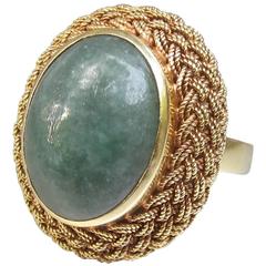 Vintage Ring 18-Carats Yellow Gold and Jadeite