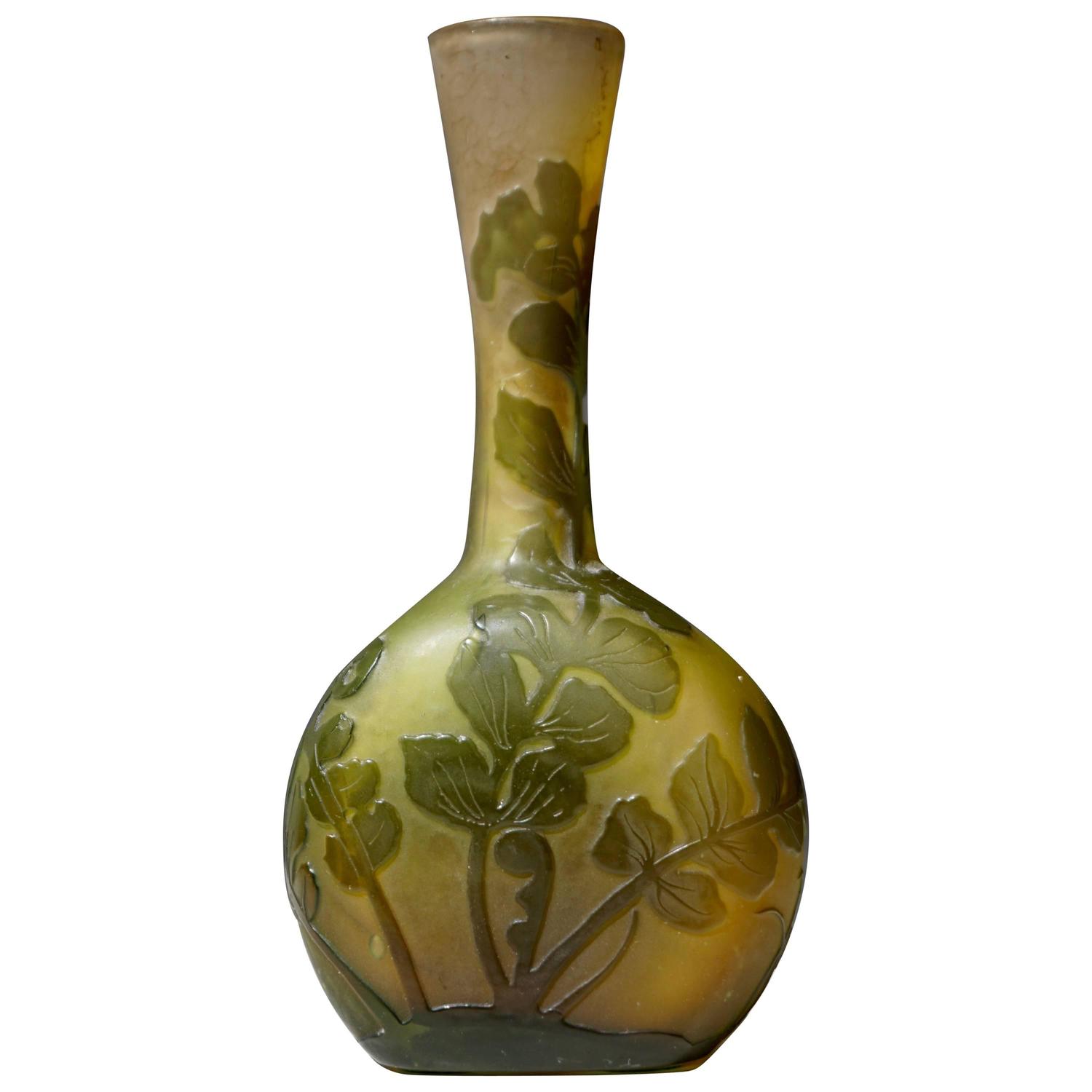 Emile Gallé French Art Nouveau Cameo Glass Vase For Sale at 1stdibs