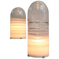 Beautiful Pair, Large and Small, Alfredo Barbini Murano Floor Lamps, Anno, 1960 5