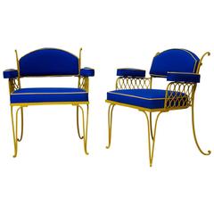 Vintage Pair of Wrought Iron Art Deco Chairs by René Prou, France, 1940s