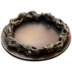 Bronze Dish, 'Grotto Circular' by Mattia Bonetti