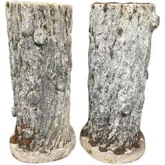 Pair of Tall Faux Bois Planters or Table Bases