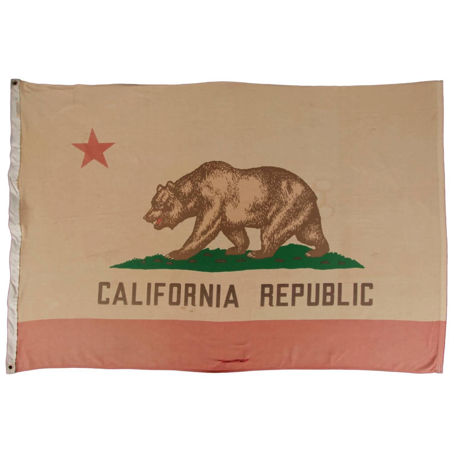 Vintage California State Flag, circa 1950s-1960s