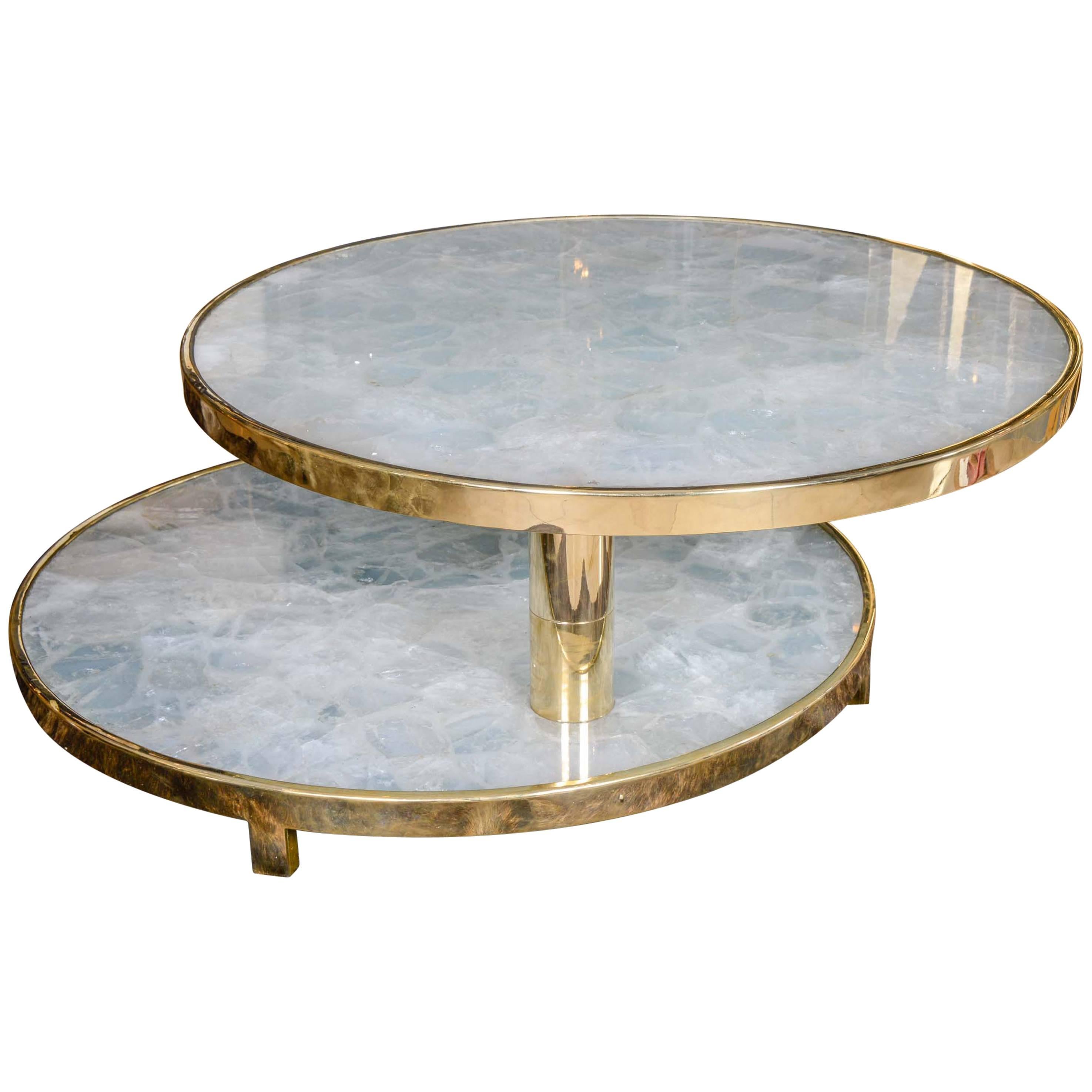 Two-Tier Rock Crystal Low Table For Sale