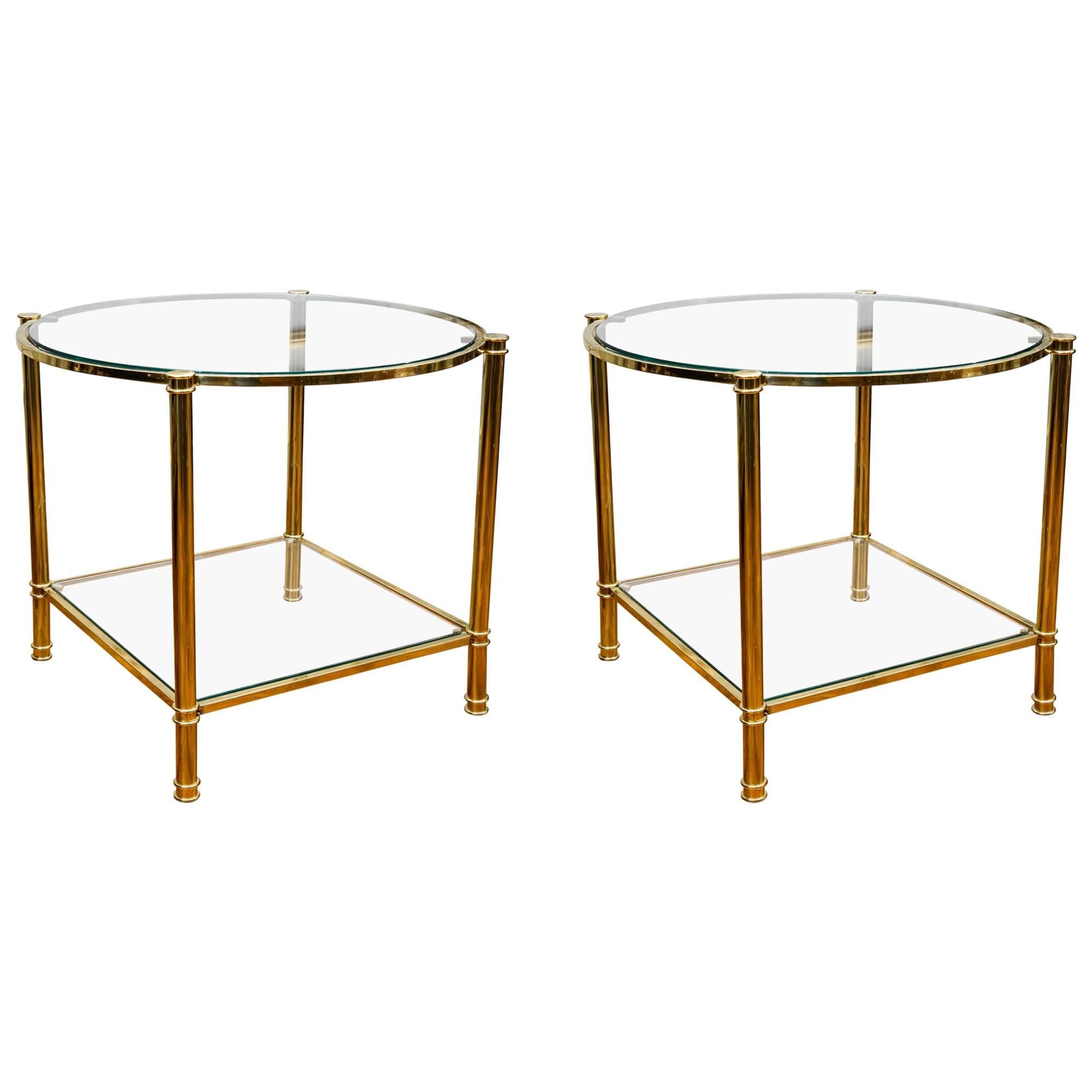 Pair of Two-Tier Pedestals in Brass at cost price For Sale