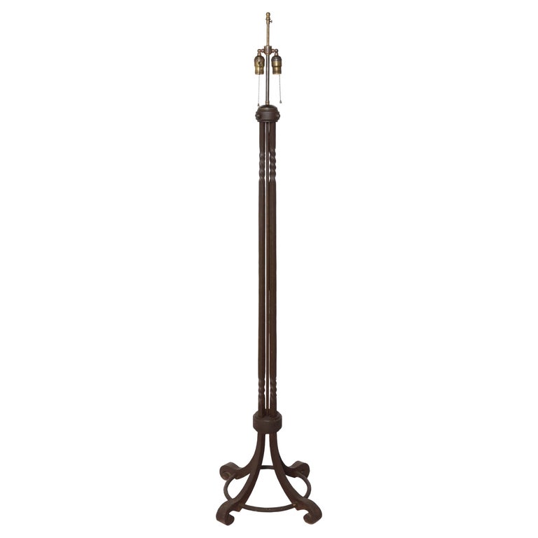 Arts And Crafts Dark Iron Twist Floor Lamp Circa 1910 For Sale
