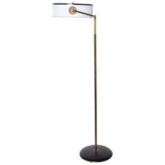 1930s Kurt Versen Bronze Floor Lamp with White Whipstitch Parchment Shade 5