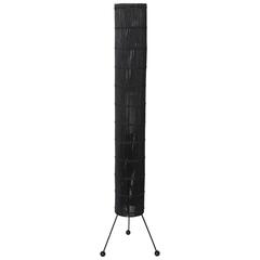 1950s Tony Paul Style California Modern Black Wicker Cylindrical Floor Lamp 10