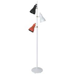 Gerald Thurston Tri-Color Floor Lamp with Black, White and Red Shades, 1950s