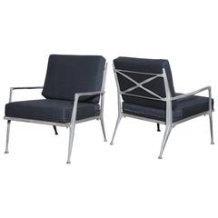 Pair of 1950's Solid Cast Aluminum Indoor Outdoor Armchairs 3