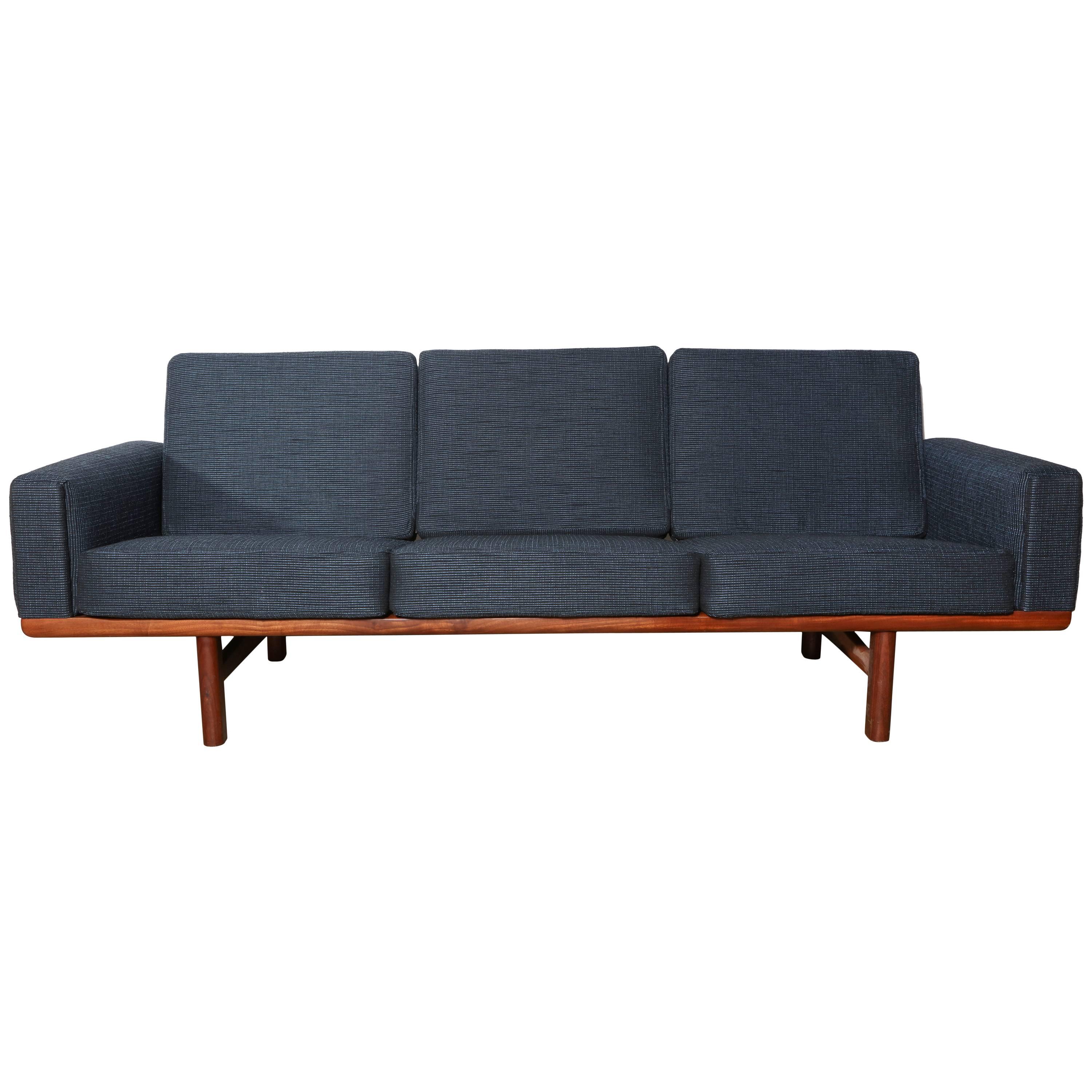 Hans Wegner for Getama Solid Afrormosia Teak Three-Seat Sofa, Circa 1955