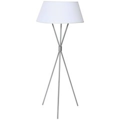 T. H. Robsjohn-Gibbings Brushed Nickel Tripod Floor Lamp with Parchment Shade