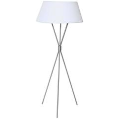 T.H. Robsjohn-Gibbings Brushed Nickel Tripod Floor Lamp with Parchment Shade