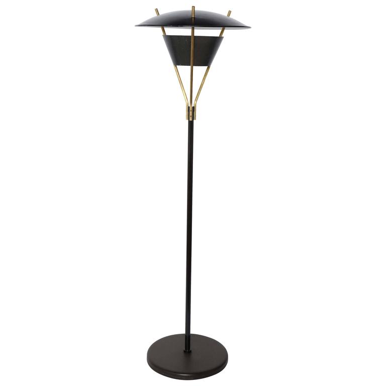 Tall Thomas Moser Black Enamel And Br Floor Lamp With Shade Tall Thomas Moser Black Enamel And Br Floor Lamp With Shade 1950s For