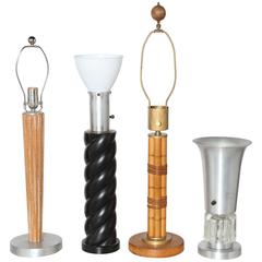 Russel Wright Table Lamps in Wood, Aluminum, Brass & Glass from 1930's-1950's 