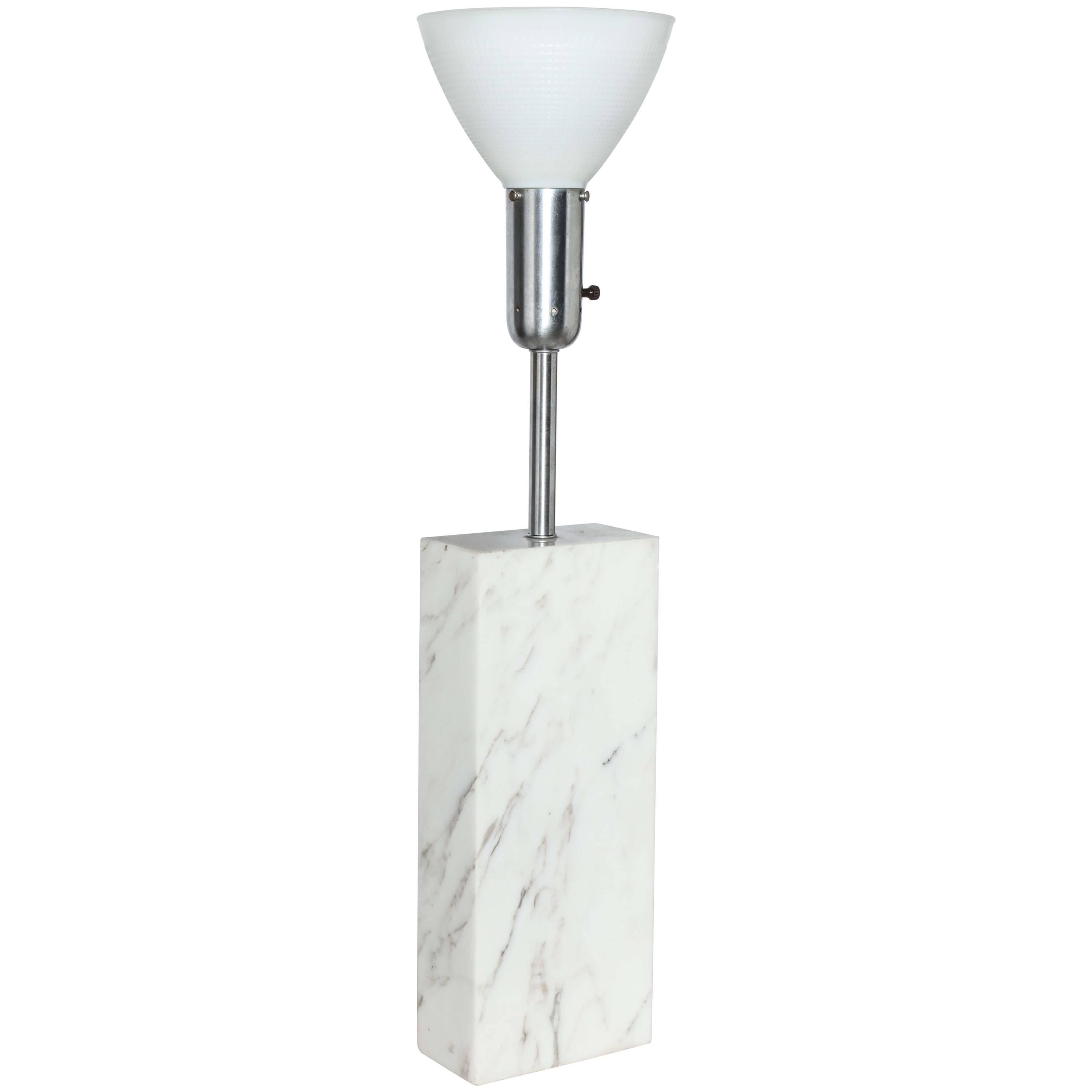 Large Elizabeth Kauffer Nessen Studios Marble Table Lamp with Milk Glass Shade