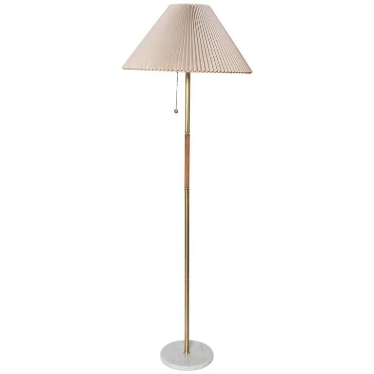 Gerald Thurston for Lightolier Brass, Marble and Teak Floor Lamp ... Gerald Thurston for Lightolier Brass, Marble and Teak Floor Lamp ...