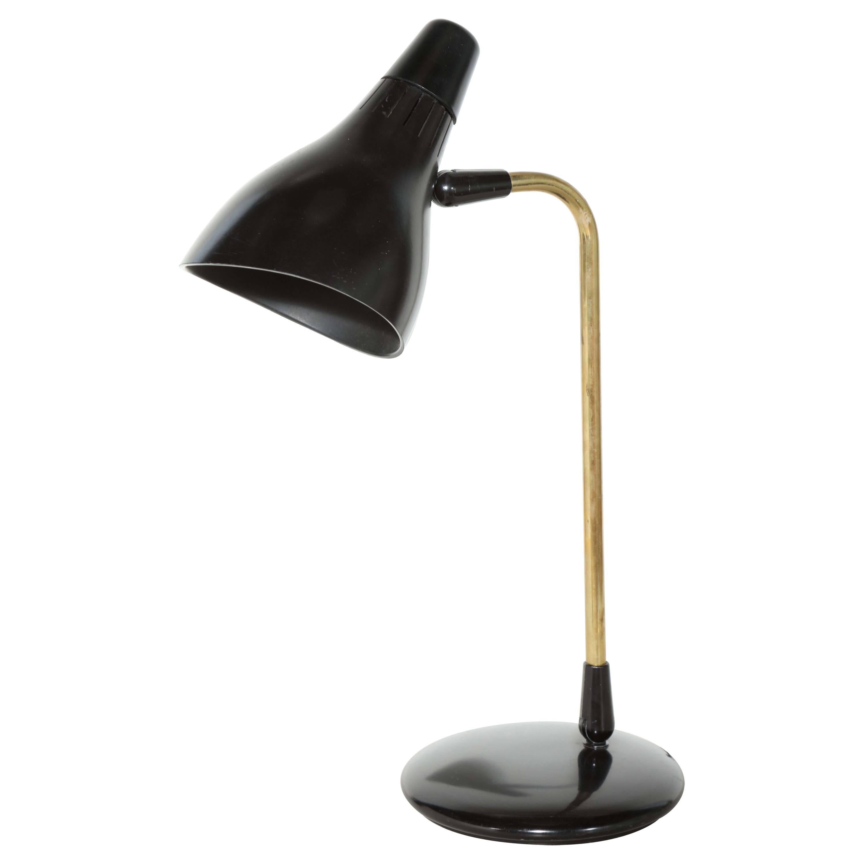 1950s Gerald Thurston for Lightolier Adjustable Brass and Black Desk Lamp
