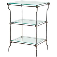 Circa 1890s Three Tier Iron and Glass Etagere, Server with Three Glass Shelves 2