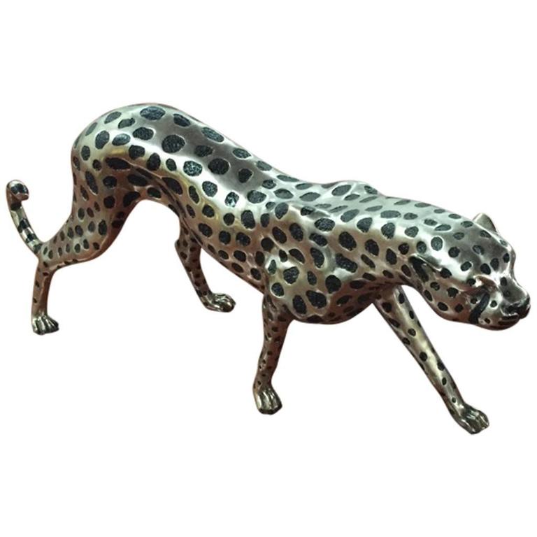 Huge Cheetah Metal Sculpture For Sale at 1stdibs