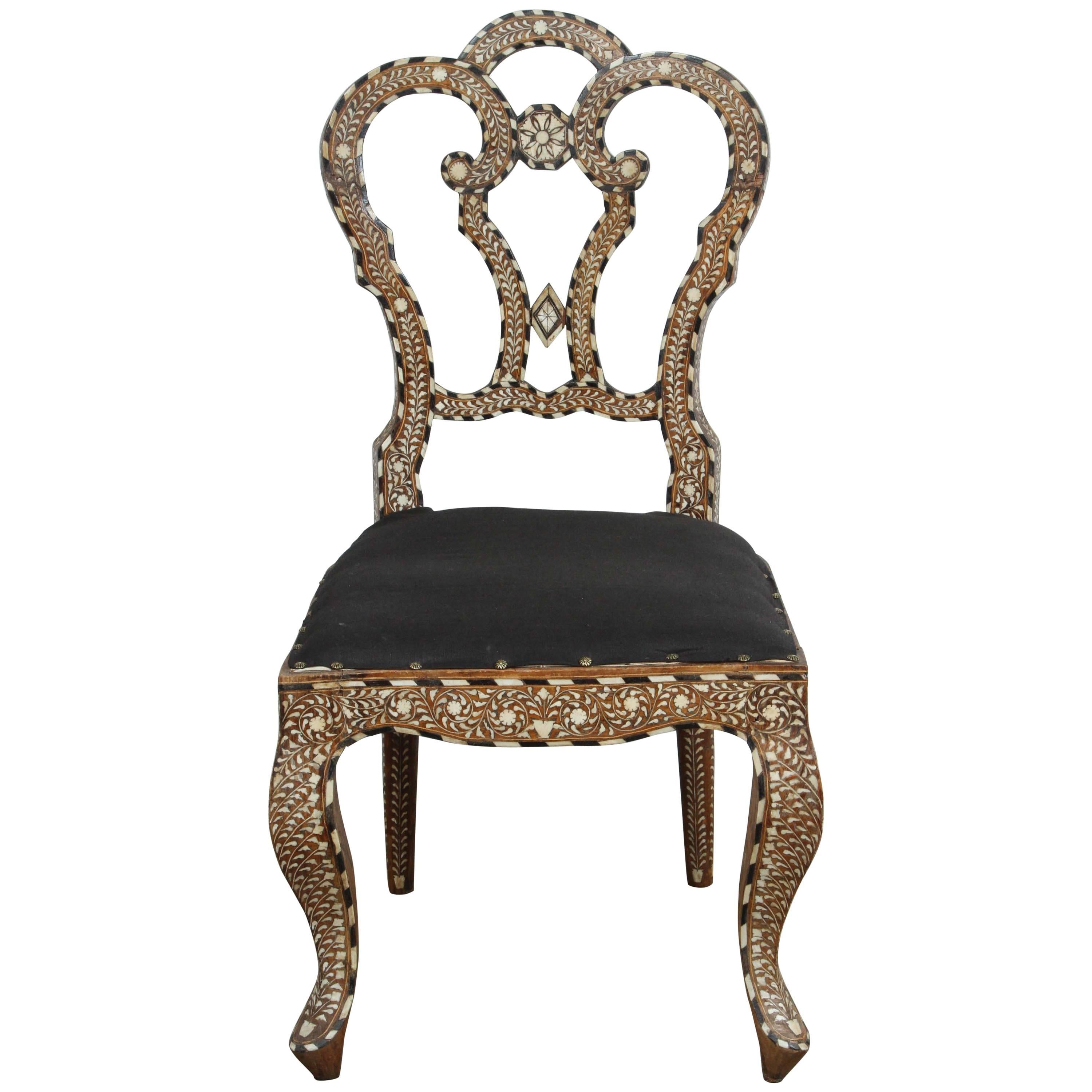 19th Century Anglo-Indian Bone-Inlaid Side Chair