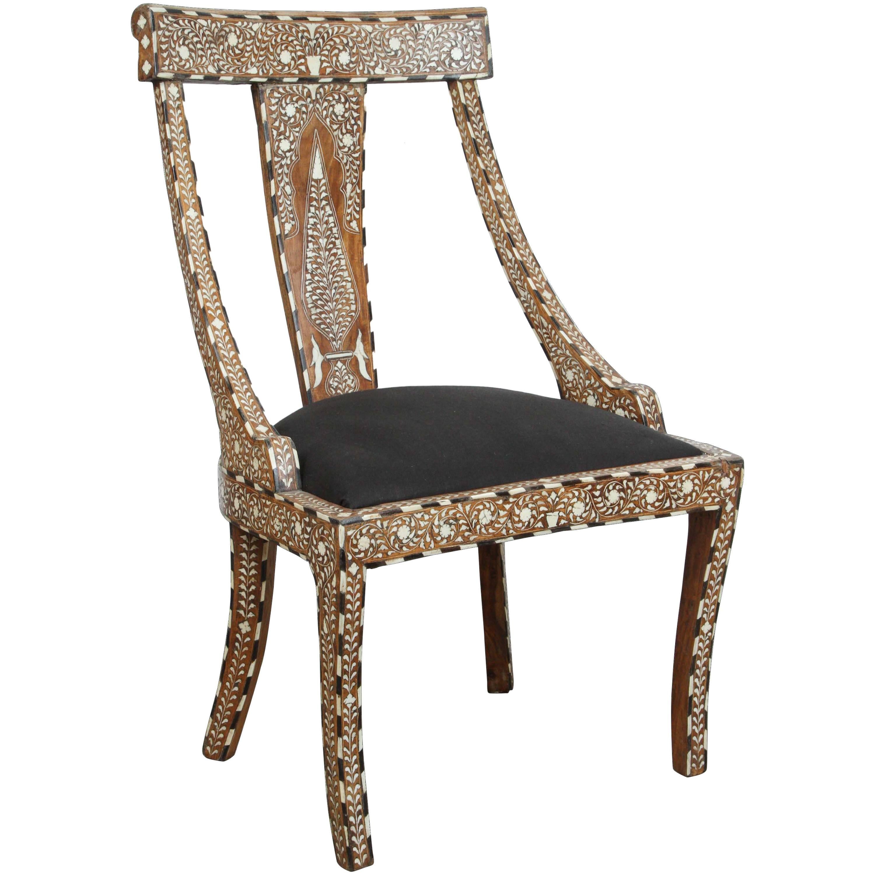 19th Century Anglo-Indian Bone Inlay Side Chair