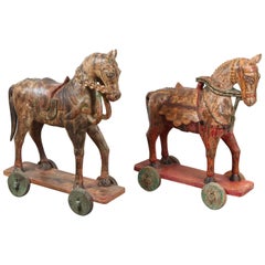 Wooden Oversized Temple Horses from India