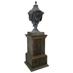 Mid-19th Century antique Pair of French Zinc Urn Finials on plinths