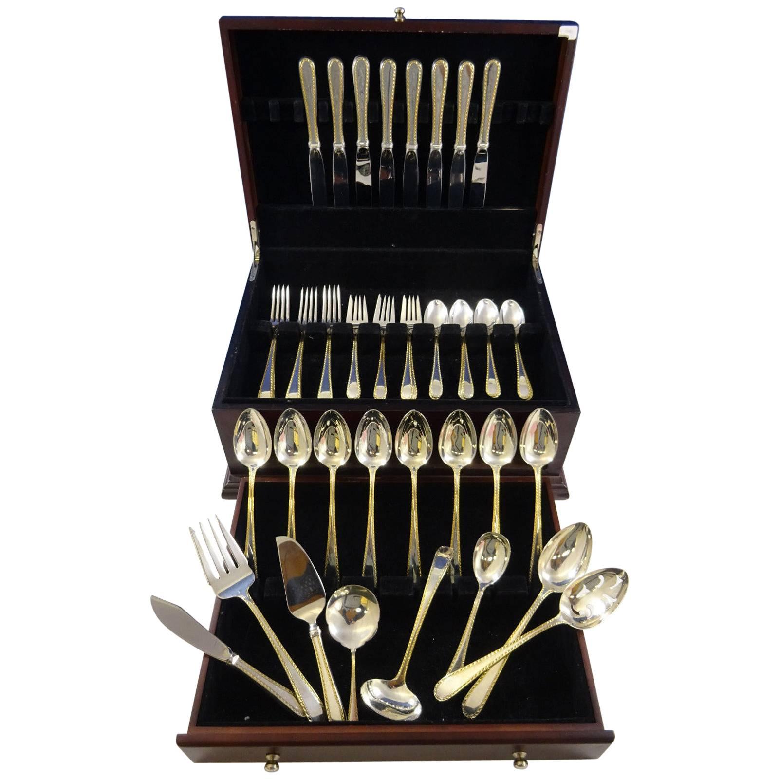 Golden Winslow by Kirk Sterling Silver Flatware Service for Eight Set 48 Pieces