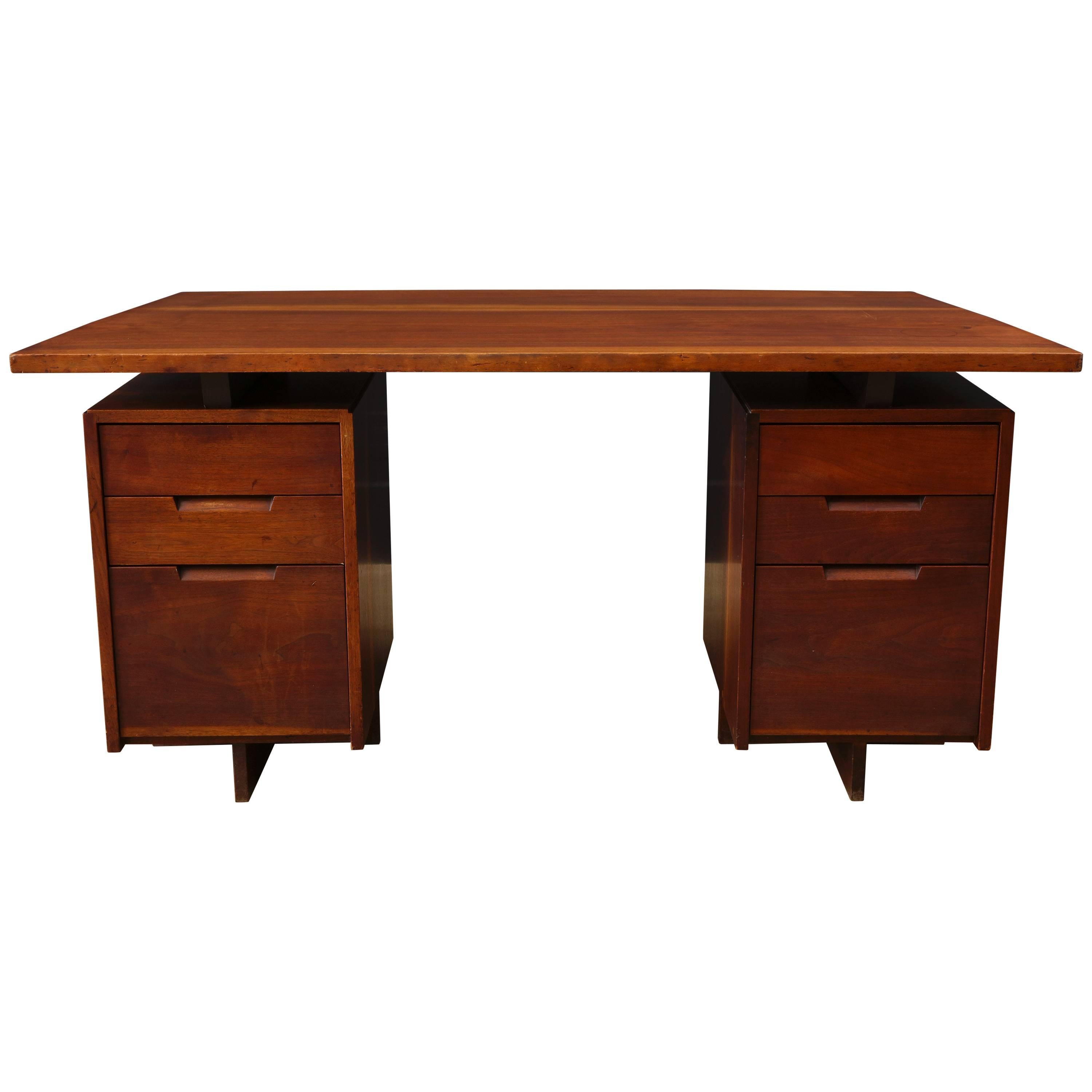 Double Pedestal Desk by George Nakashima, 1964 For Sale