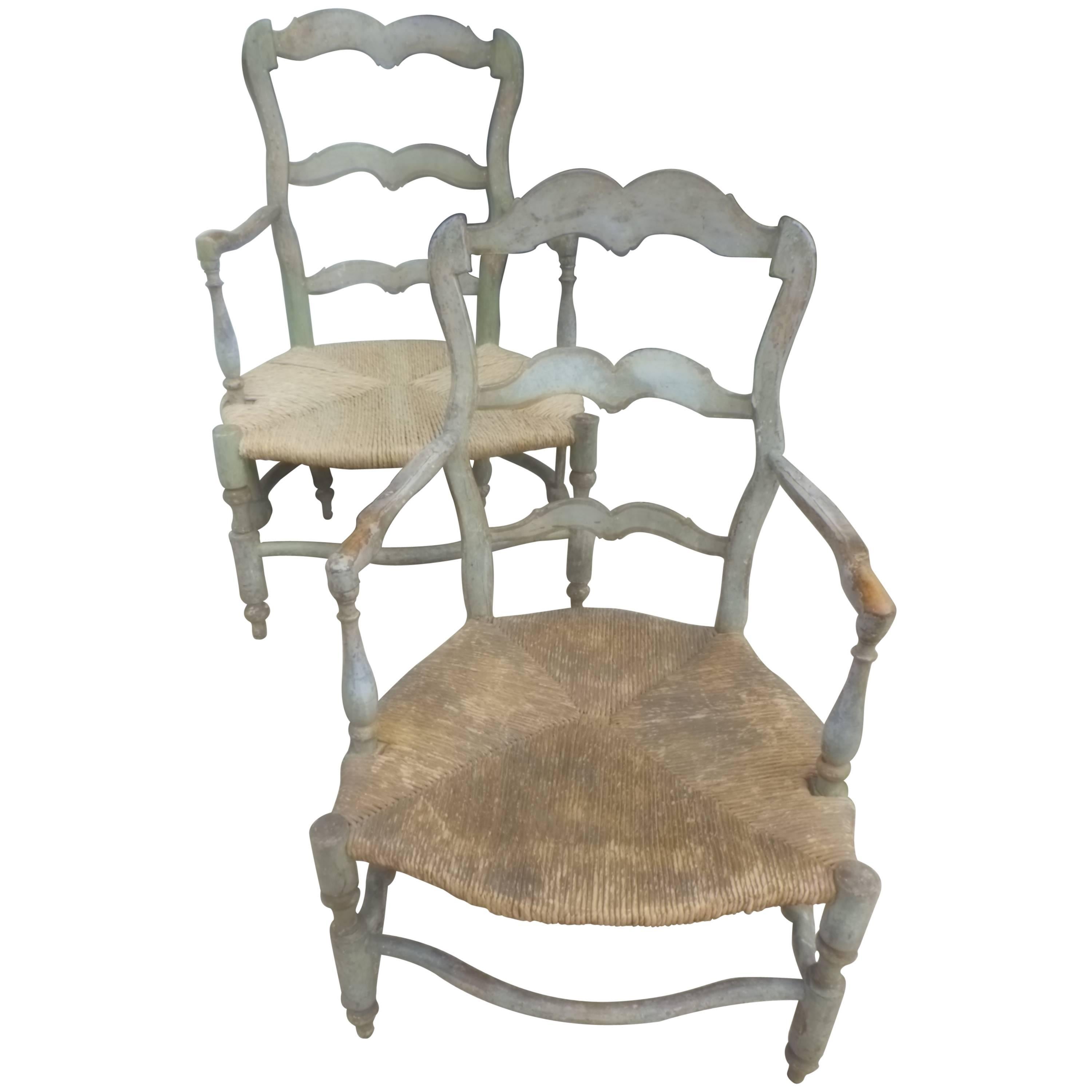 Pair of Antique French Painted Armchairs