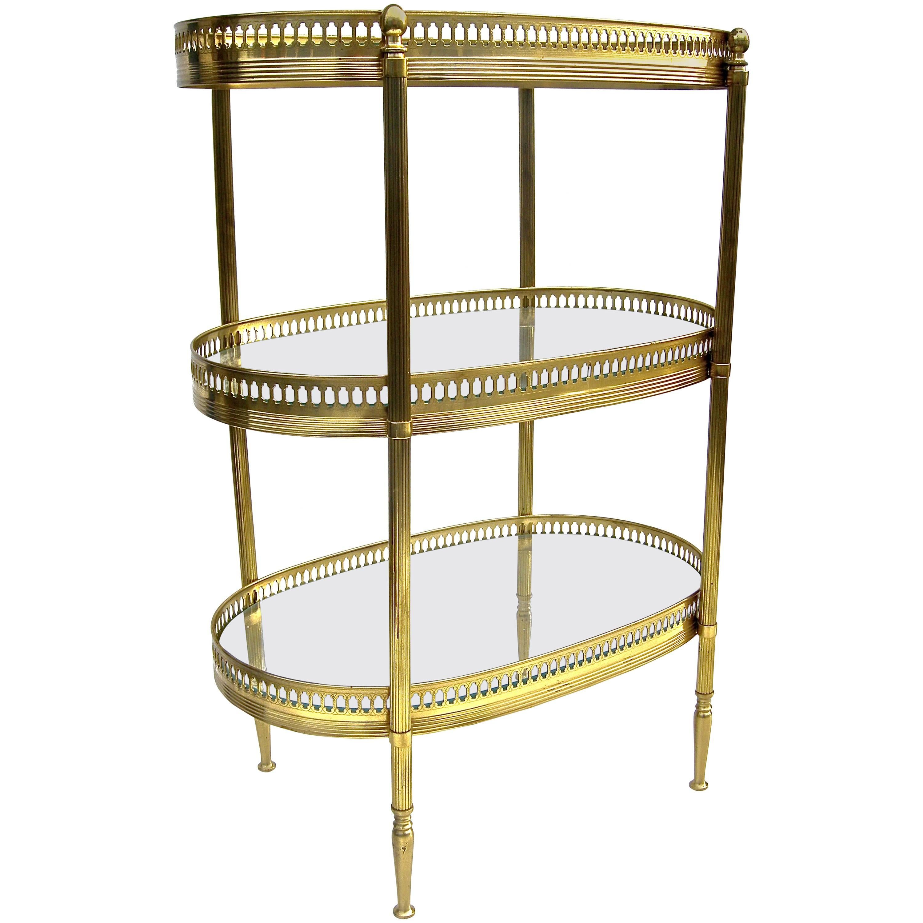 Diminutive Jansen-Style Three-Tier Side Table For Sale