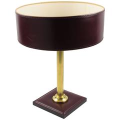 Jacques Adnet 1950s Red Hand-Stitched Leather-Clad Table Lamp 11